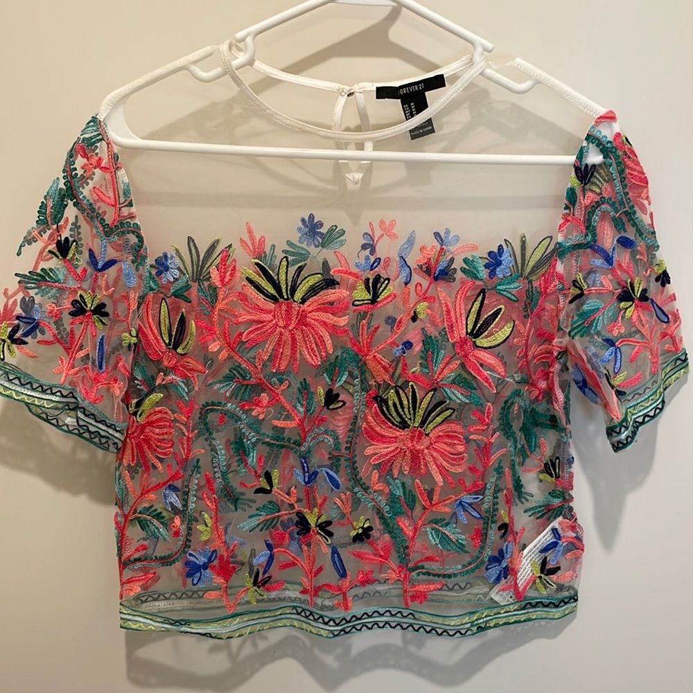 Sheer floral crop top